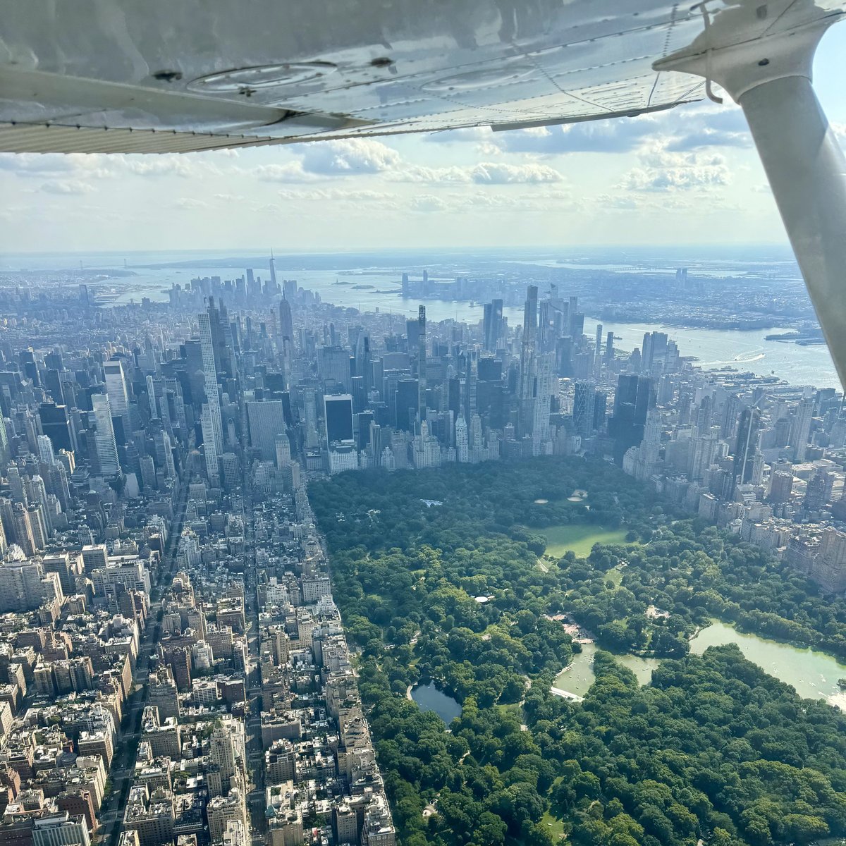 Central Park and the Manhattan skyline from the window of a Cessna